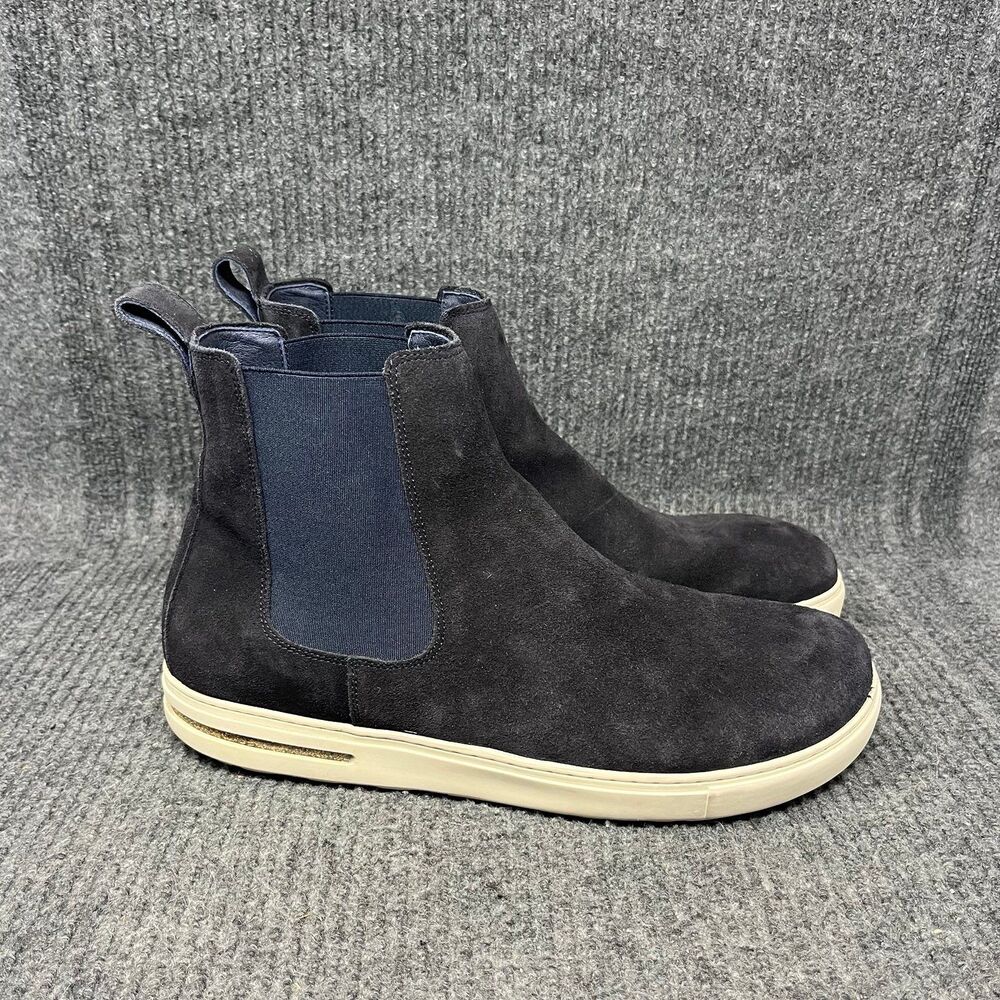 Birkenstock Black Suede Chelsea Boots with Cream Sole